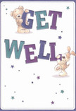 Radiating gentle warmth and cheerful optimism, this get well card features two irresistible characters straight from the heart of Elmers End-a cuddly teddy bear and a playful puppy, each joyfully holding and balancing bold, colourful letters that spell out 'Get Well.' The lettering's rich indigo and teal hues catch the eye, floating confidently against a soft cream-white background that hints at the serenity of early mornings near the Elmers End tram stop. Scattered stars in blues and purples twinkle across the scene, infusing the card with whimsical hope, while the illustrated fur textures are so inviting they seem to offer a comforting embrace. This artistic card embodies the care and reassurance we strive to bring with every bouquet arranged in our local shop, serving as a true companion for anyone in need of comfort, and ideally sent alongside fresh, vibrant flowers to someone recovering nearby.